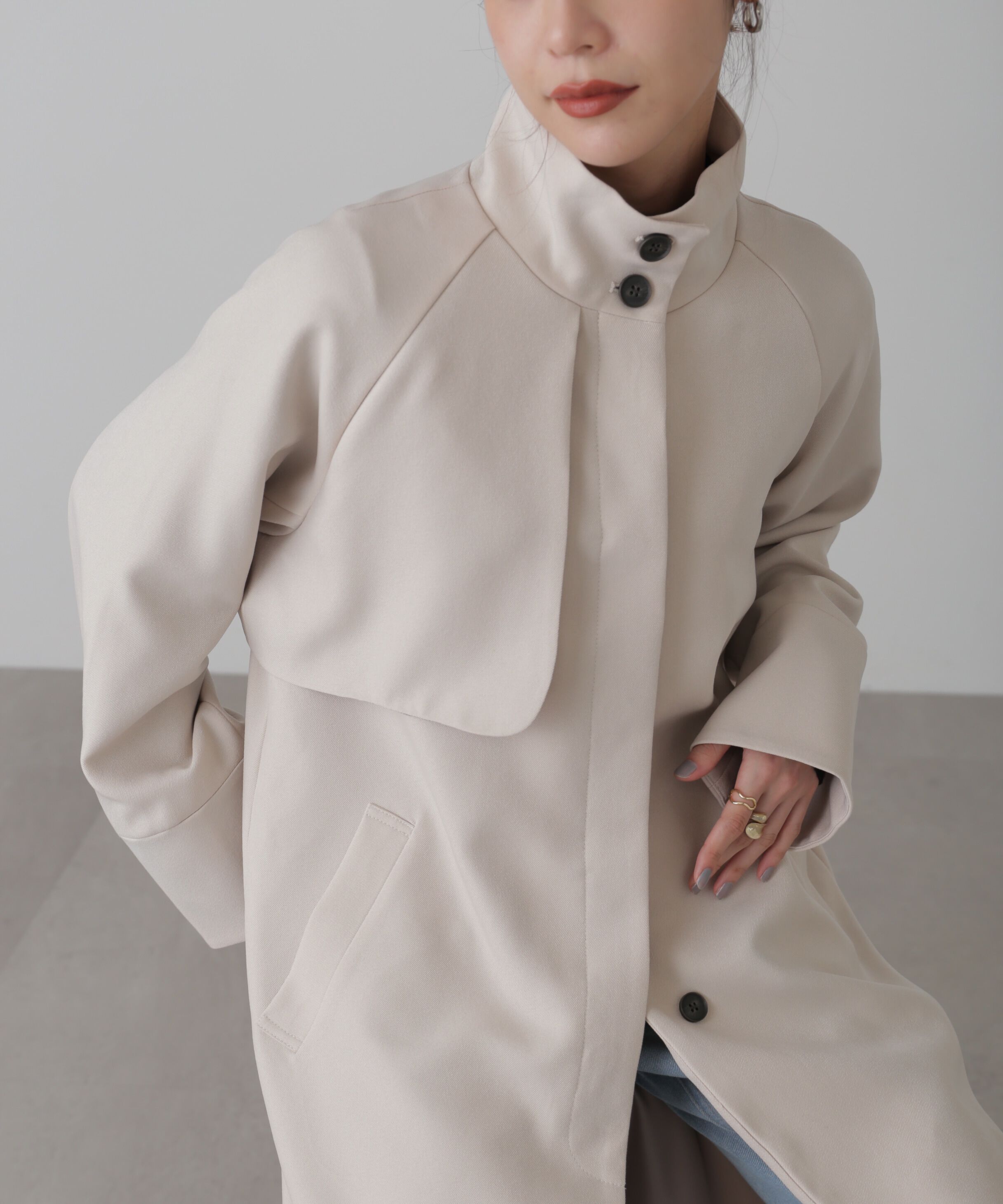  「ポリエステルツイルスタンドネックコート」|その他|