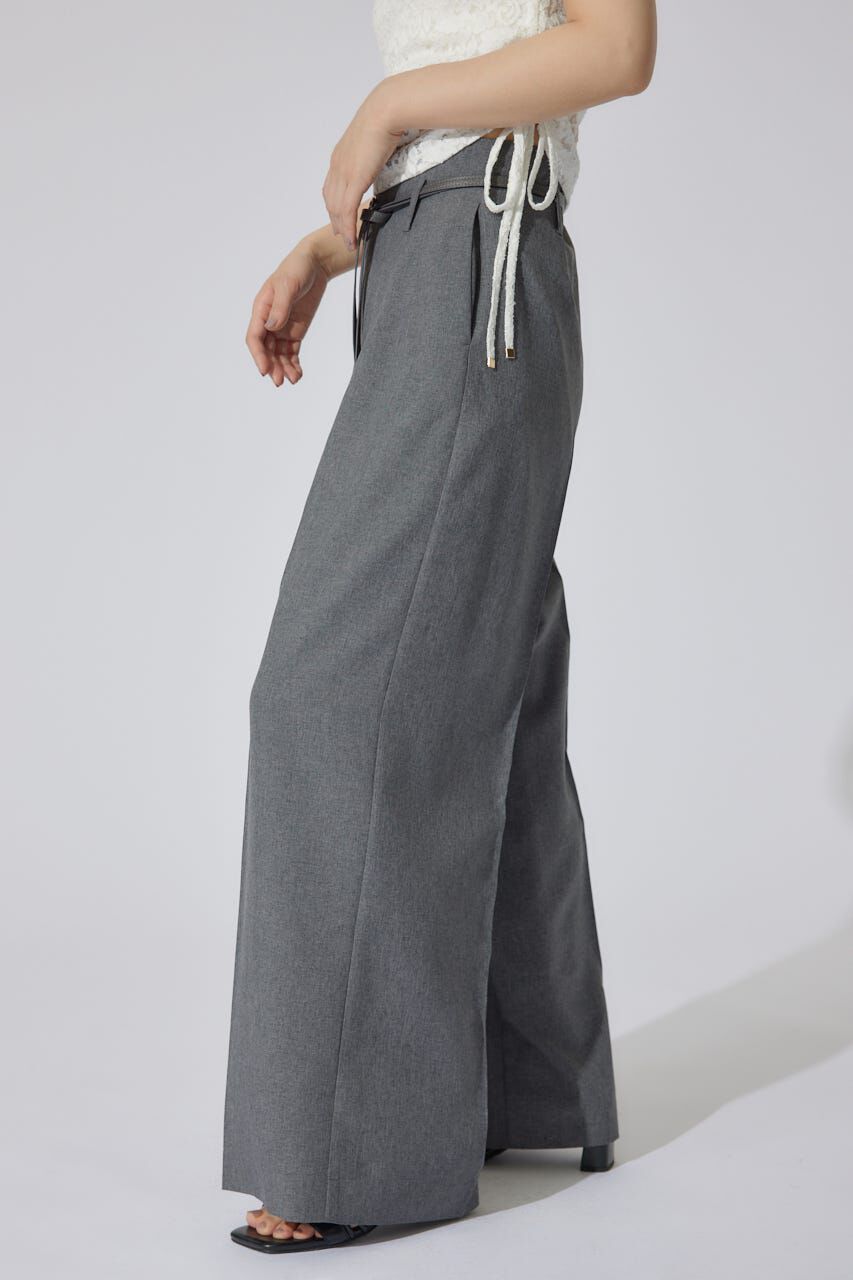 rienda「リネンライクワイドタックベルト付きパンツ」|その他|