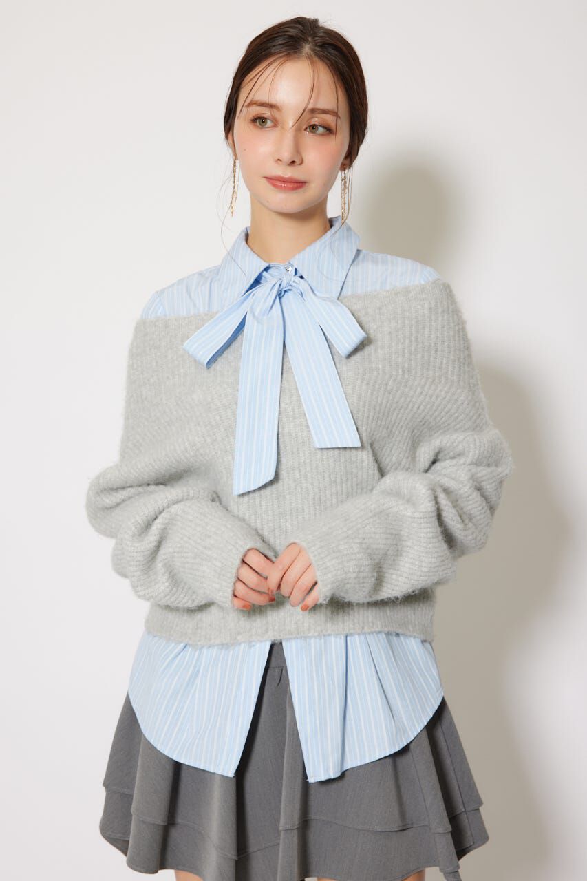 rienda「オフショルニットトップス」|ニット・セーター|GRY