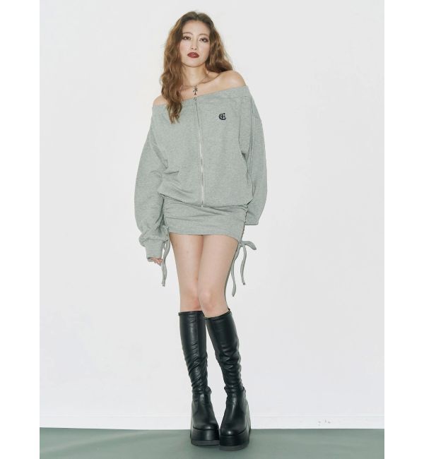 EVRIS「ジップアップオフショルトップス【セットアップ着用可能】」|パーカー|