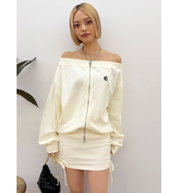 EVRIS「ジップアップオフショルトップス【セットアップ着用可能】」|パーカー|