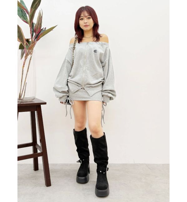 EVRIS「ジップアップオフショルトップス【セットアップ着用可能】」|パーカー|