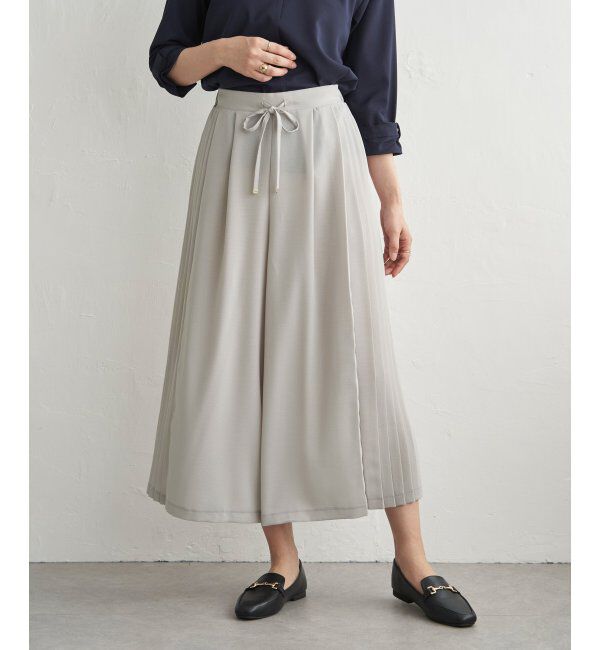 IKKA LOUNGE「冷感さらさらジョーゼットパンツ」|その他|ライトグレー