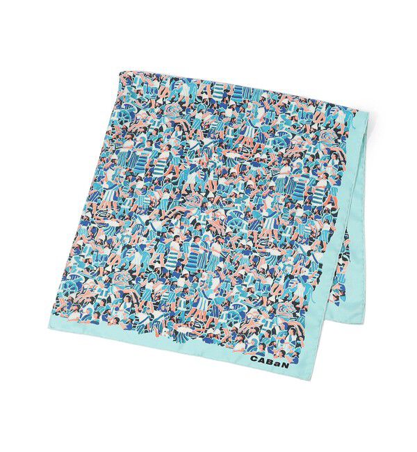 CABaN「Festival シルクプリントスカーフ」|バンダナ・スカーフ|52 ライトグリーン系