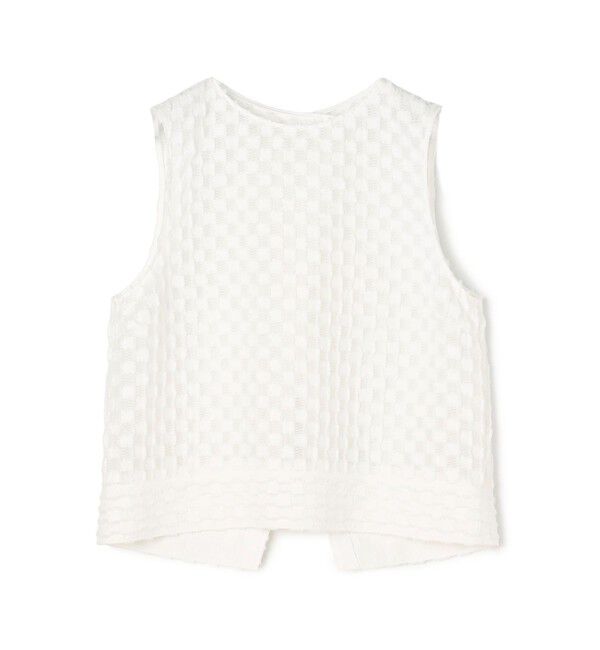 Ballsey「グリッドカットジャカード ノースリーブブラウス」|シャツ・ブラウス|11 ホワイト