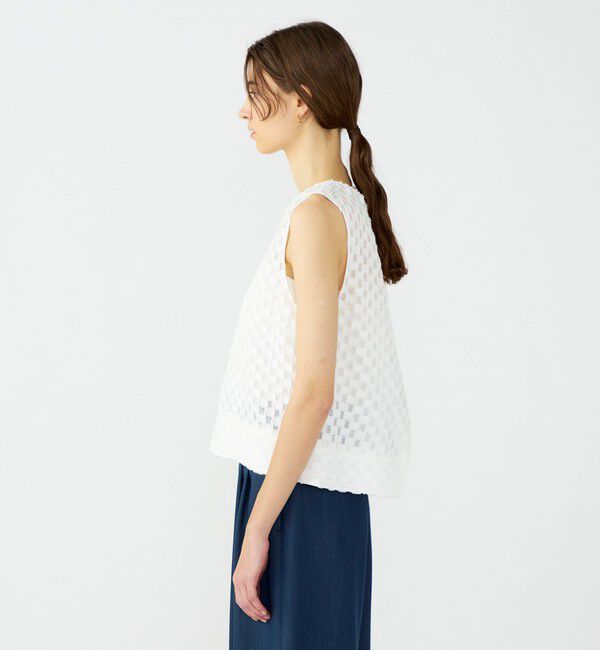 Ballsey「グリッドカットジャカード ノースリーブブラウス」|シャツ・ブラウス|