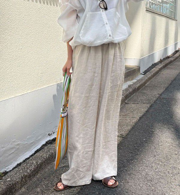 fredy emue「LINEN セミワイドリラクシーパンツ」|チノ|
