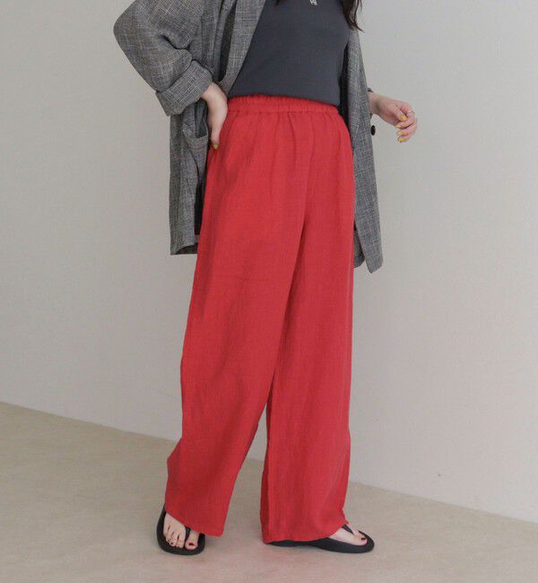 fredy emue「LINEN セミワイドリラクシーパンツ」|チノ|