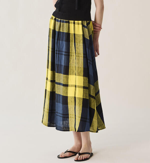 ONEIL OF DUBLIN「O'NEIL OF DUBLIN | リネン フレアロングスカート WOMEN」|スカート|YELLOW系1