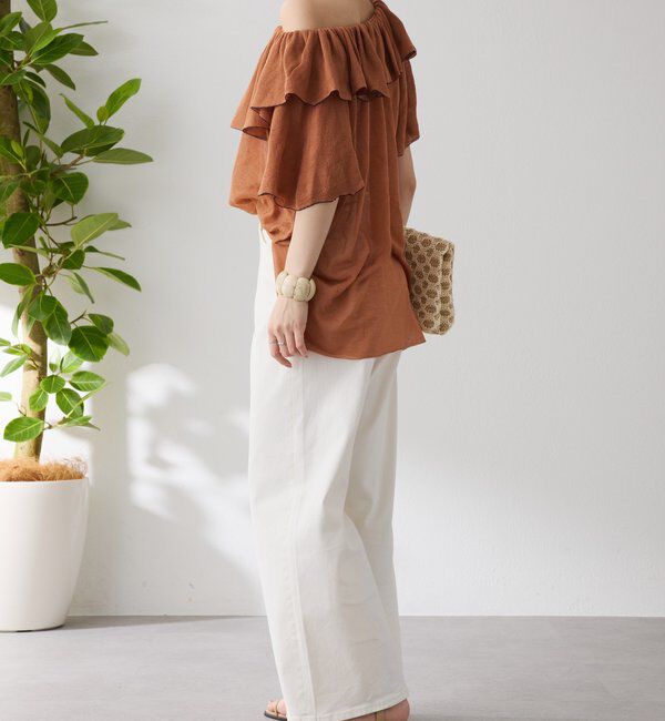  「ラッフルオフショルダーシアーニット」|ニット・セーター|