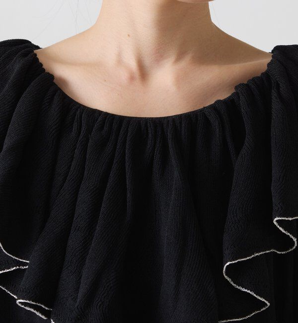  「ラッフルオフショルダーシアーニット」|ニット・セーター|