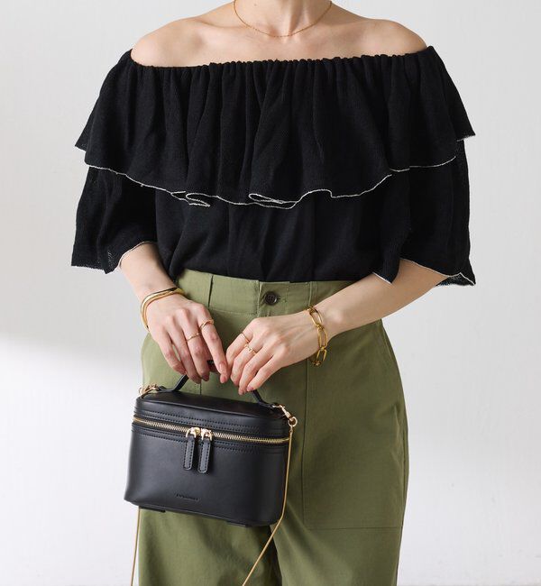  「ラッフルオフショルダーシアーニット」|ニット・セーター|