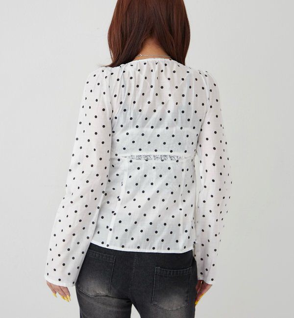  「ギャザーコイルブラウス(ドット柄)」|シャツ・ブラウス|