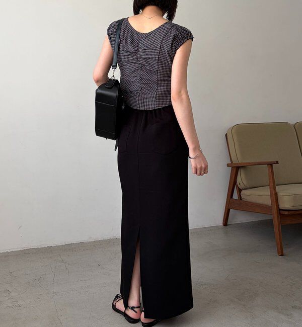  「【洗濯可/着やせ効果◎】チェックギャザーブラウス」|シャツ・ブラウス|