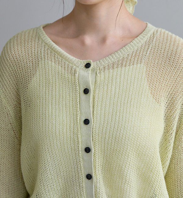  「バックデザインペーパーメッシュカーディガン」|カーディガン|