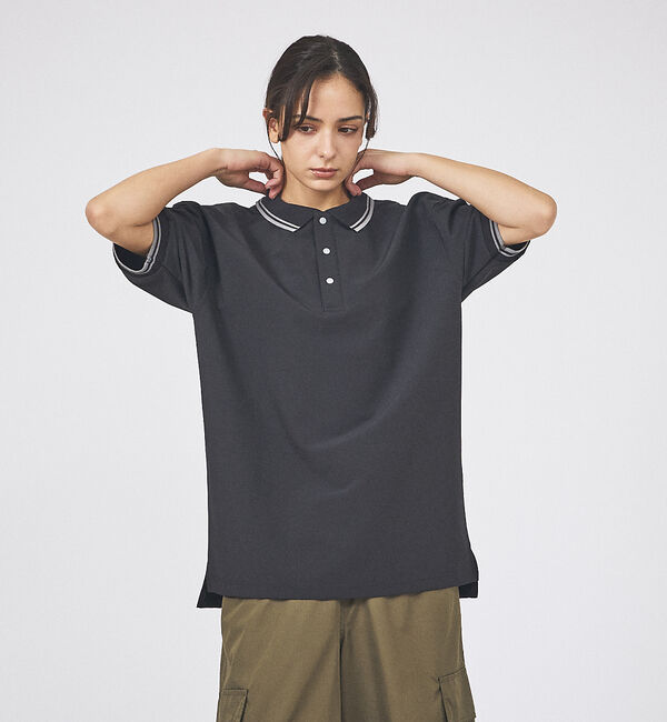 ABAHOUSE「【TAION / タイオン】 NON DOWN BASIC JERSEY FAB」|ポロシャツ|ブラック