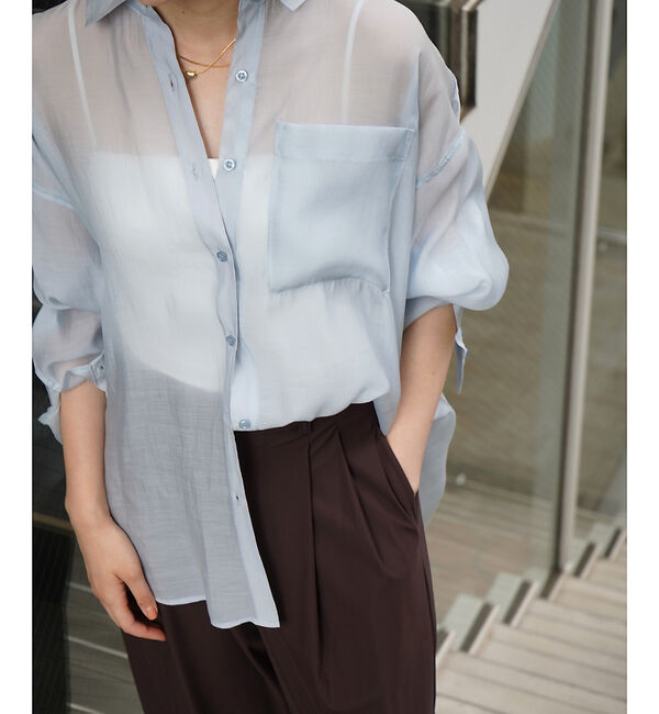 qualite「【大人シアーシャツ】バックスリットシアーシャツ」|シャツ・ブラウス|