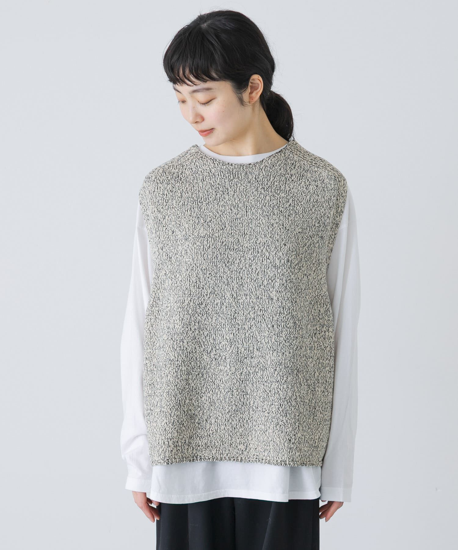 かぐれ「テープヤーンニットベスト」|ベスト・ジレ|