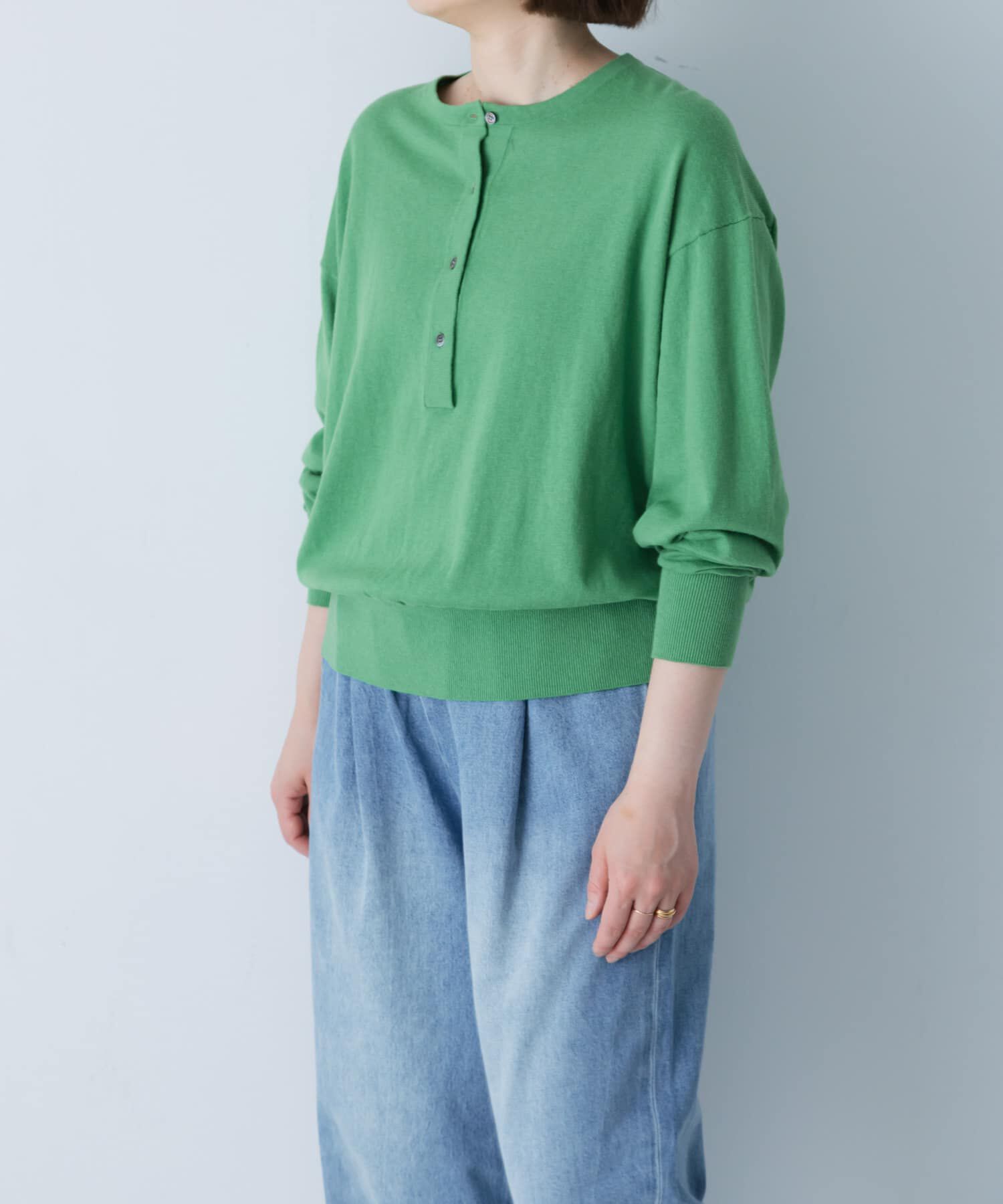 かぐれ「コットンカシミヤヘンリーネックニット」|ニット・セーター|