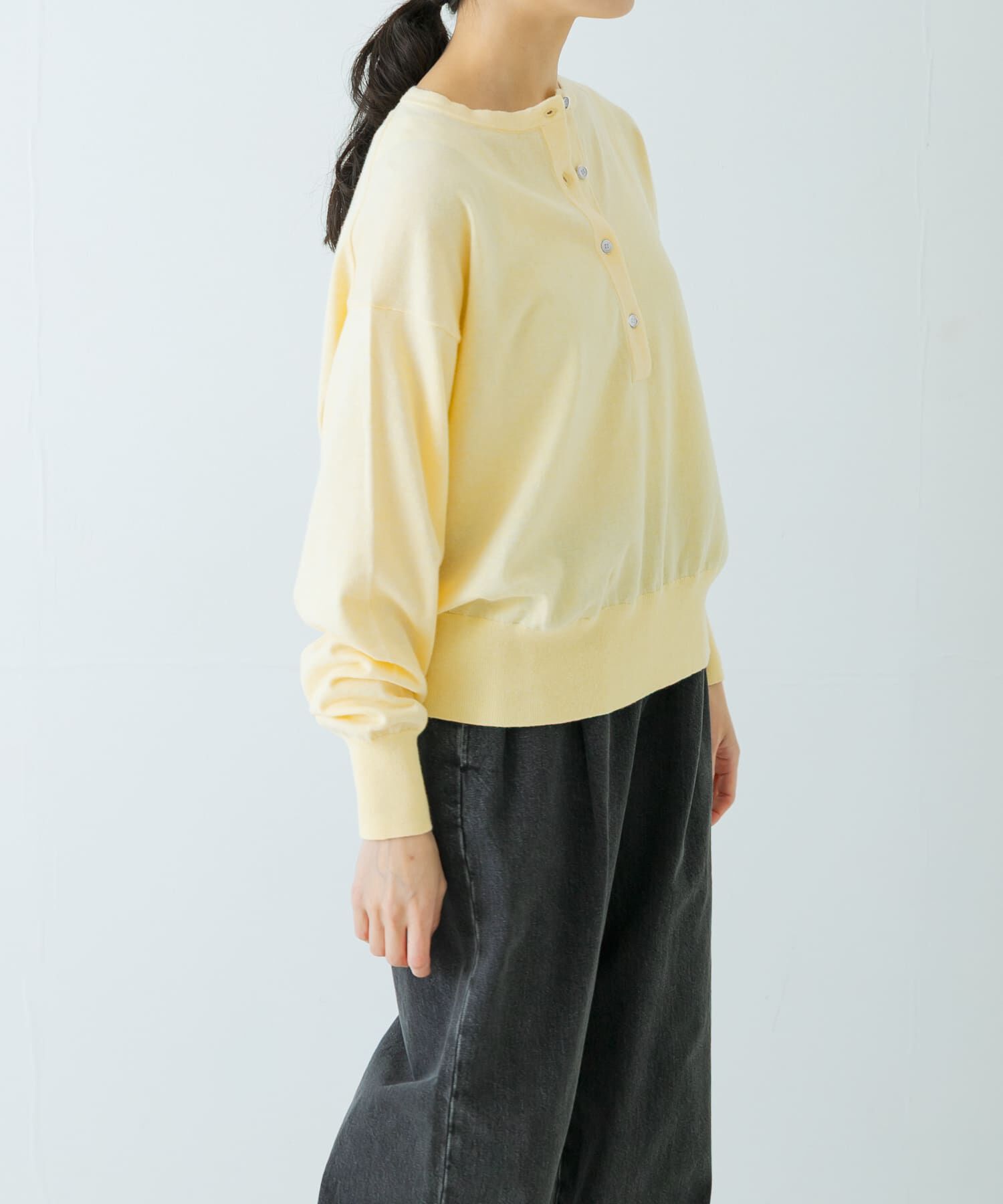 かぐれ「コットンカシミヤヘンリーネックニット」|ニット・セーター|