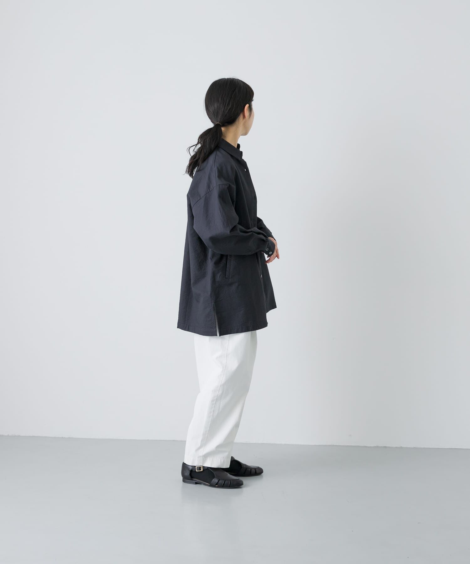 かぐれ「コットンドビージャケット」|ノーカラーコート|