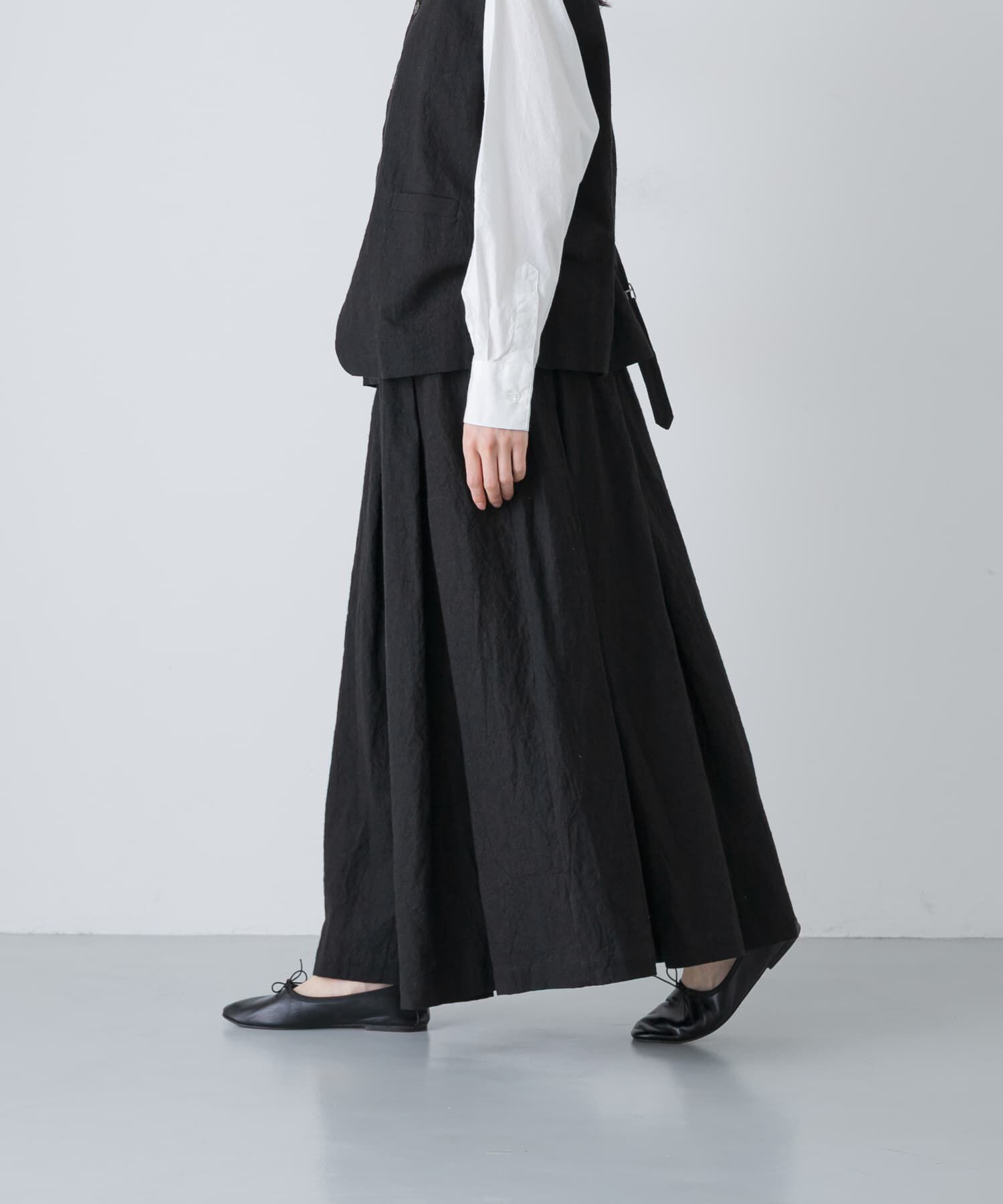 かぐれ「リネンコットンタックスカート」|スカート|ブラック