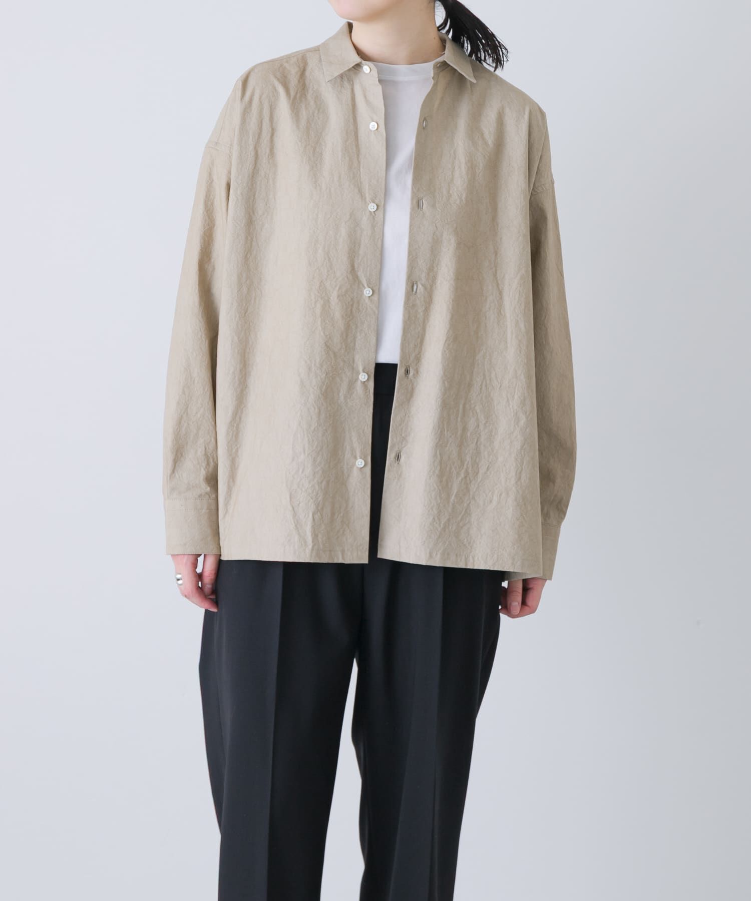 かぐれ「『ユニセックス』コットンレギュラーカラーボックスシャツ」|シャツ・ブラウス|ベージュ