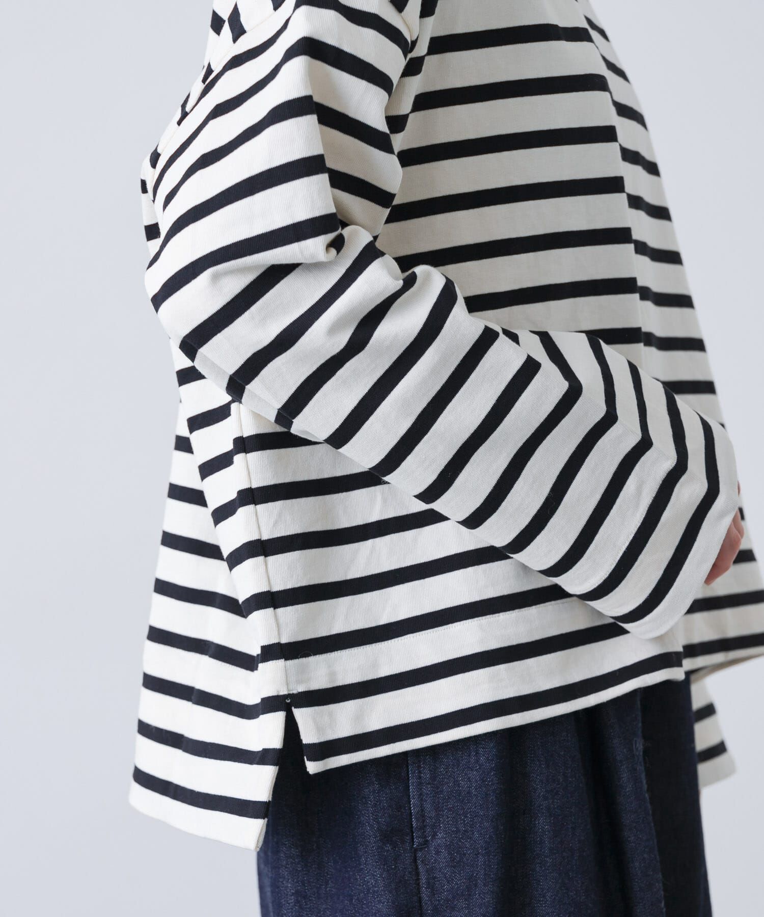 かぐれ「コットンボートネックボーダーカットソー」|Tシャツ・カットソー|