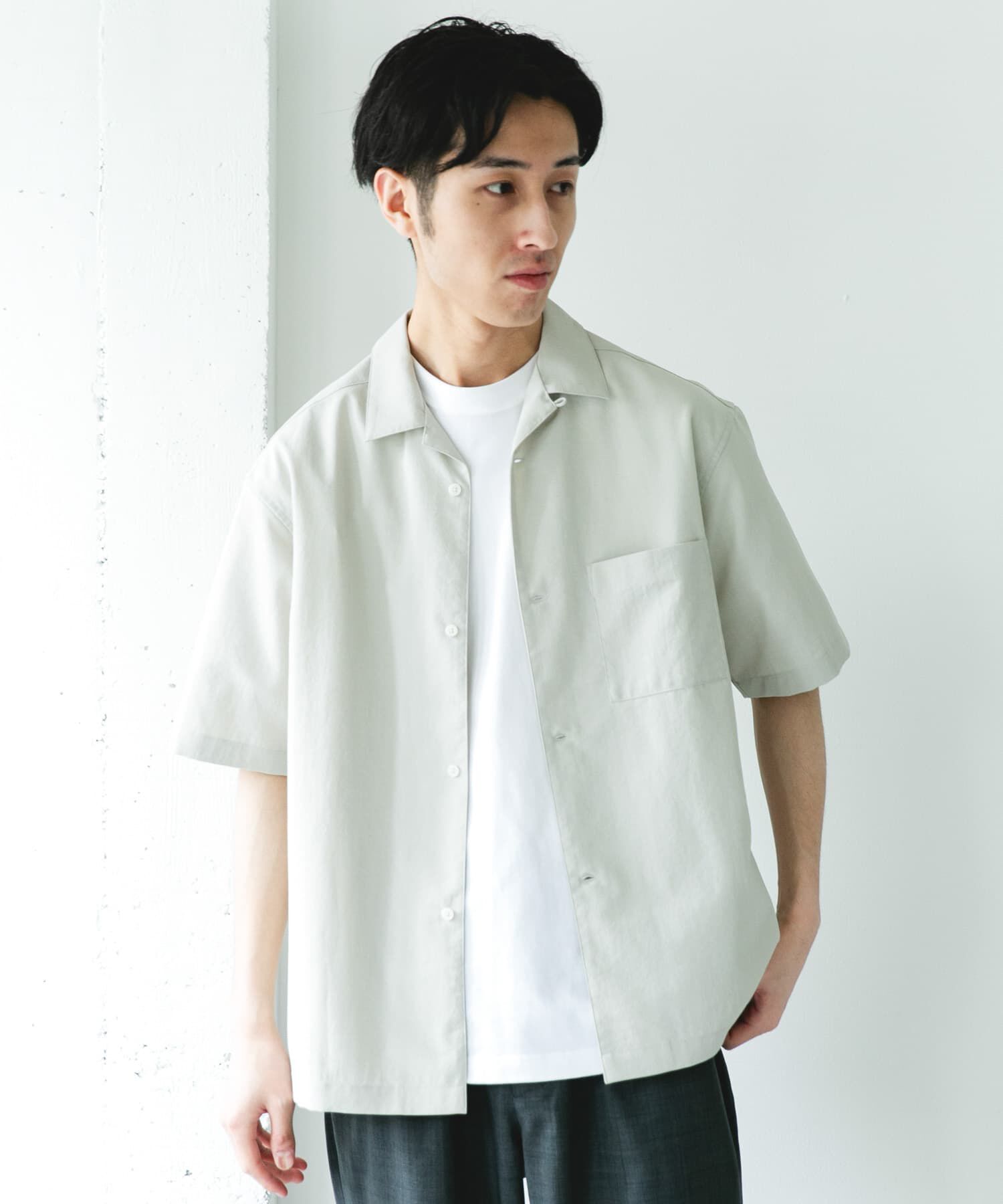 URBAN RESEARCH DOORS「クイックドライ オープンカラーショートスリーブシャツ」|シャツ・ブラウス|ホワイト系その他