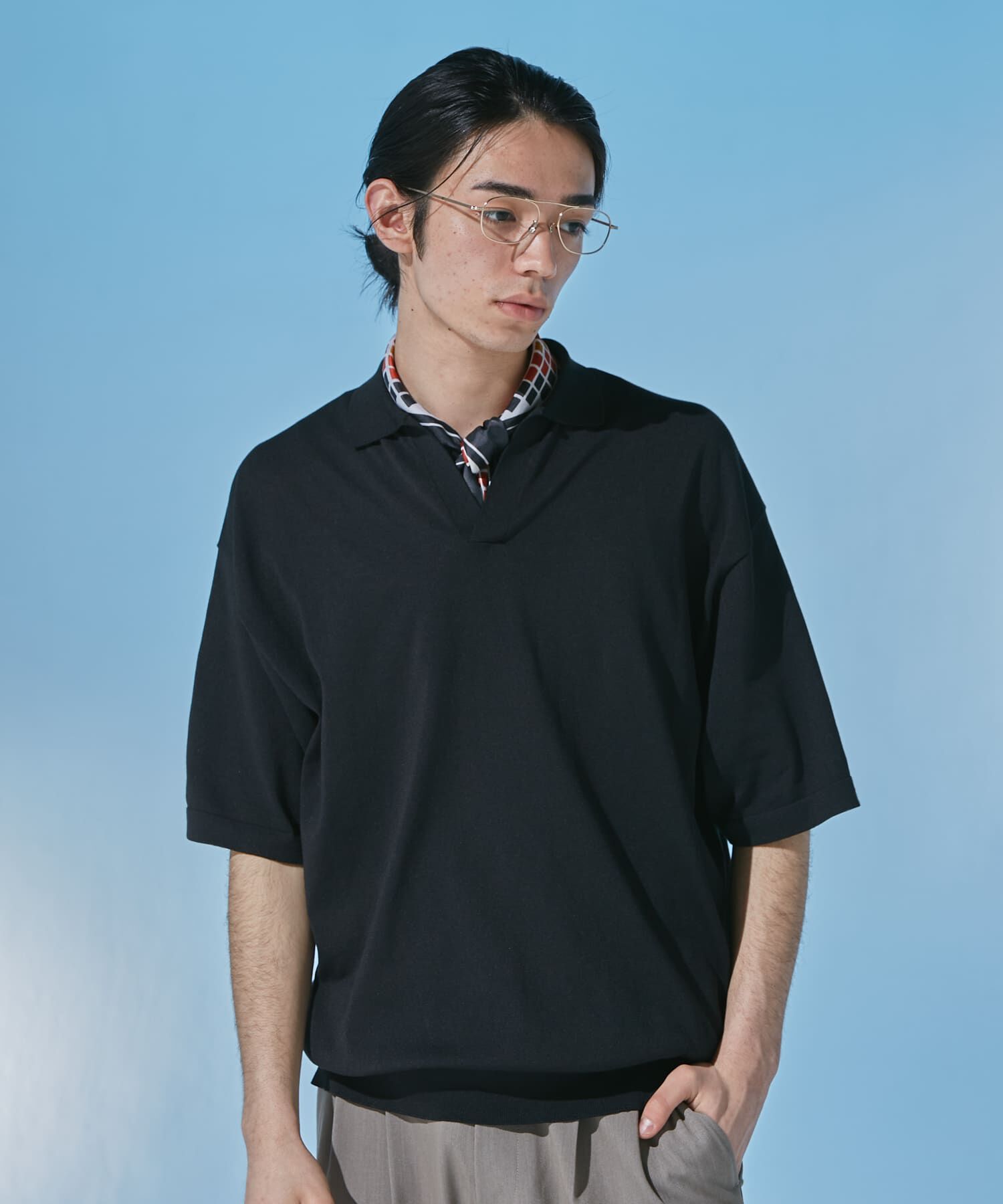 URBAN RESEARCH DOORS「『UR TECH』サマシェア スキッパーニット」|ニット・セーター|