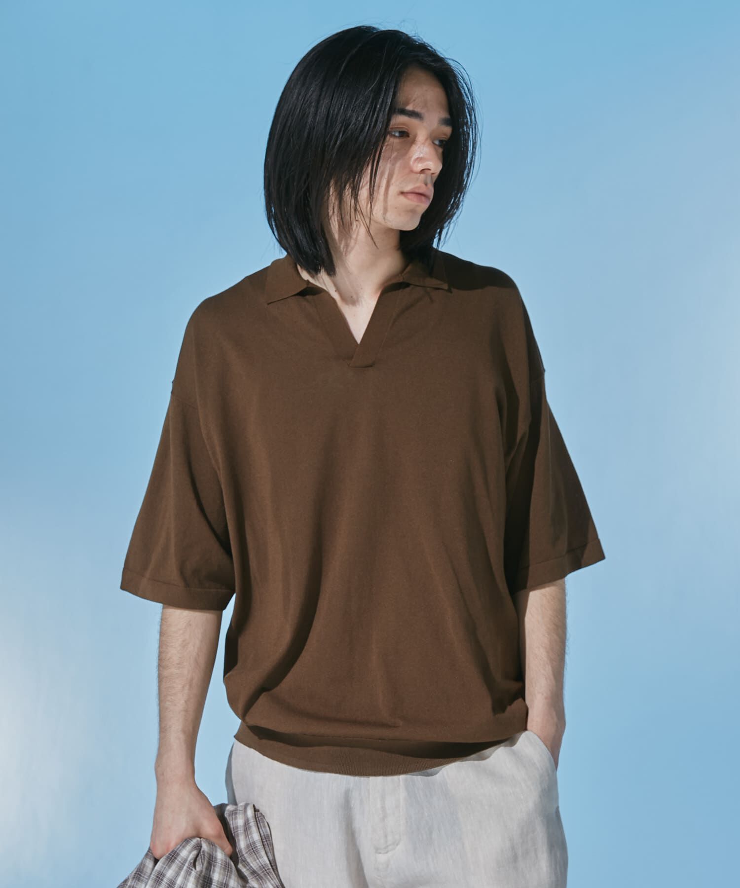 URBAN RESEARCH DOORS「『UR TECH』サマシェア スキッパーニット」|ニット・セーター|