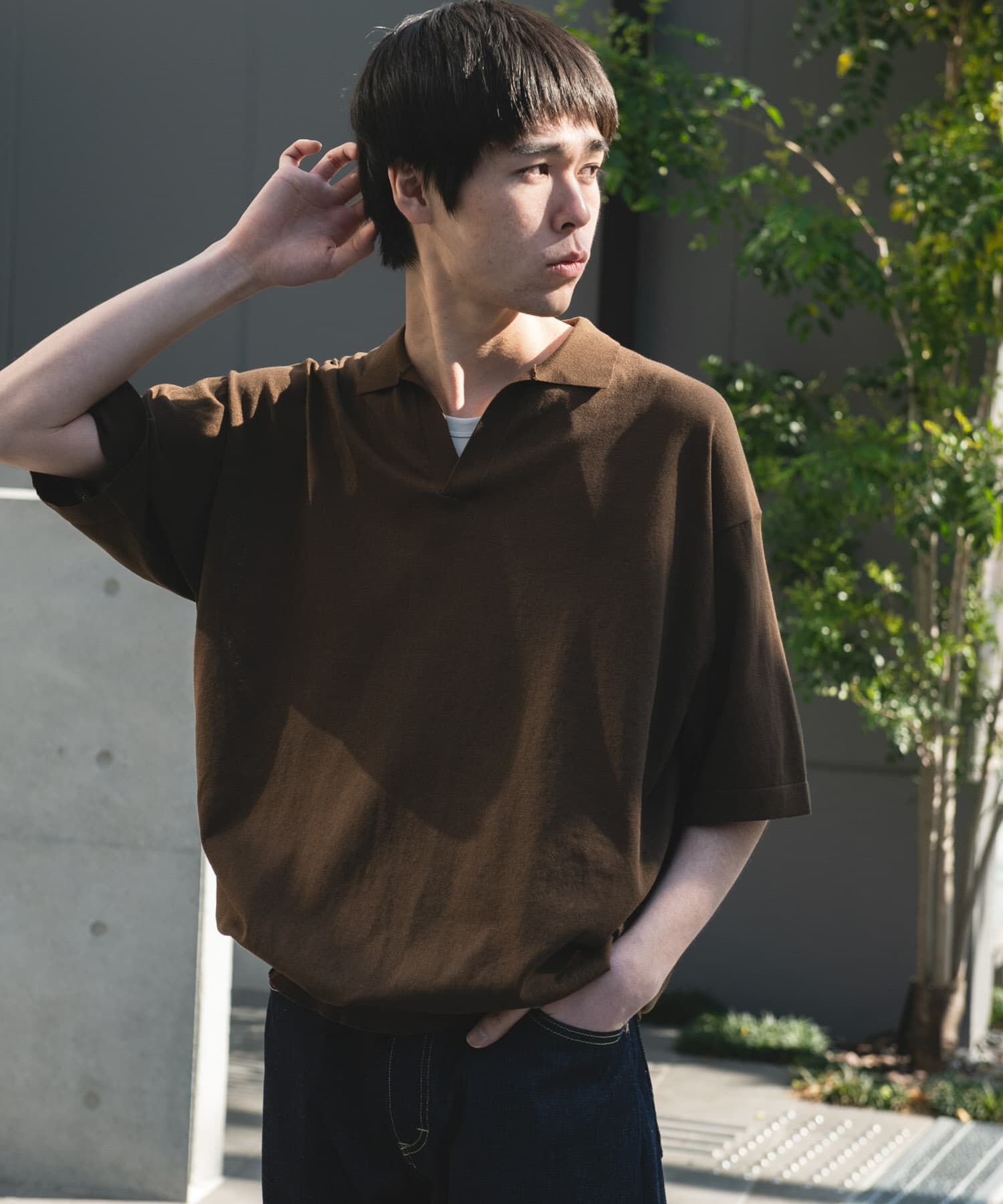 URBAN RESEARCH DOORS「『UR TECH』サマシェア スキッパーニット」|ニット・セーター|