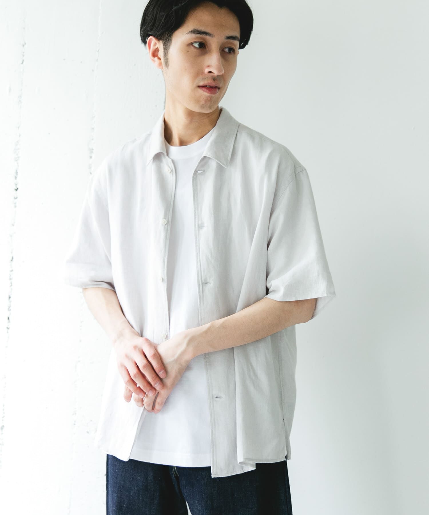 URBAN RESEARCH DOORS「カバーリングリネン キャンプカラーシャツ」|シャツ・ブラウス|