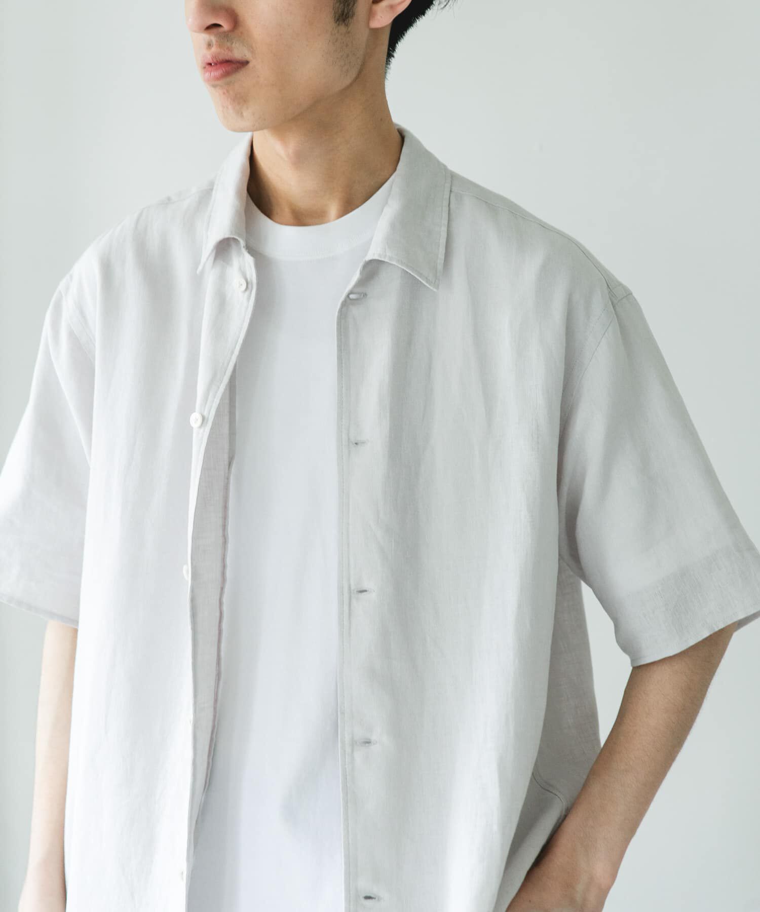 URBAN RESEARCH DOORS「カバーリングリネン キャンプカラーシャツ」|シャツ・ブラウス|