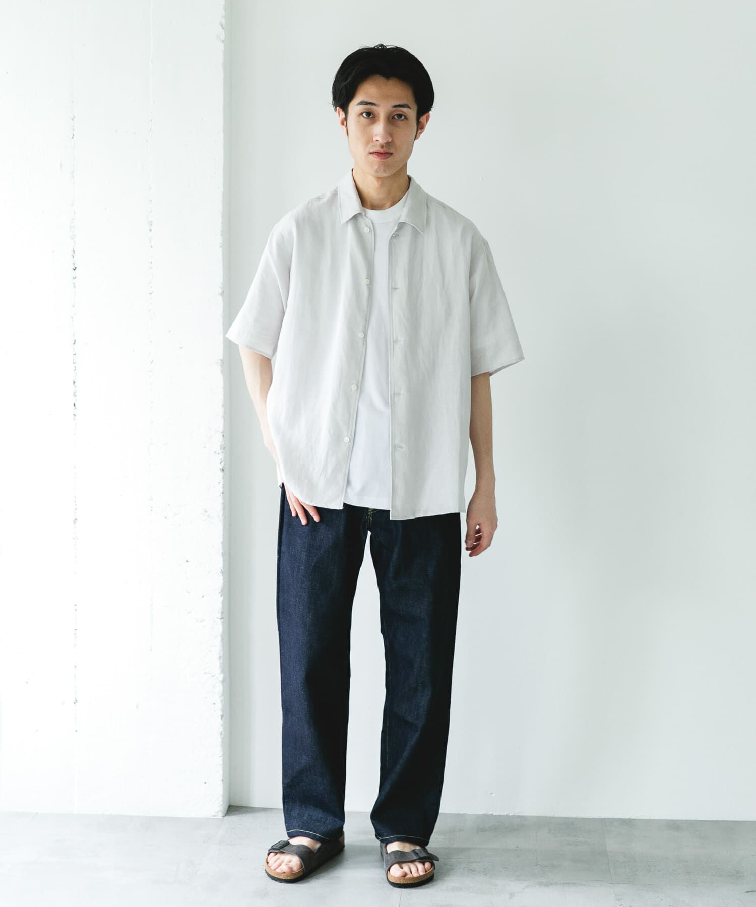 URBAN RESEARCH DOORS「カバーリングリネン キャンプカラーシャツ」|シャツ・ブラウス|