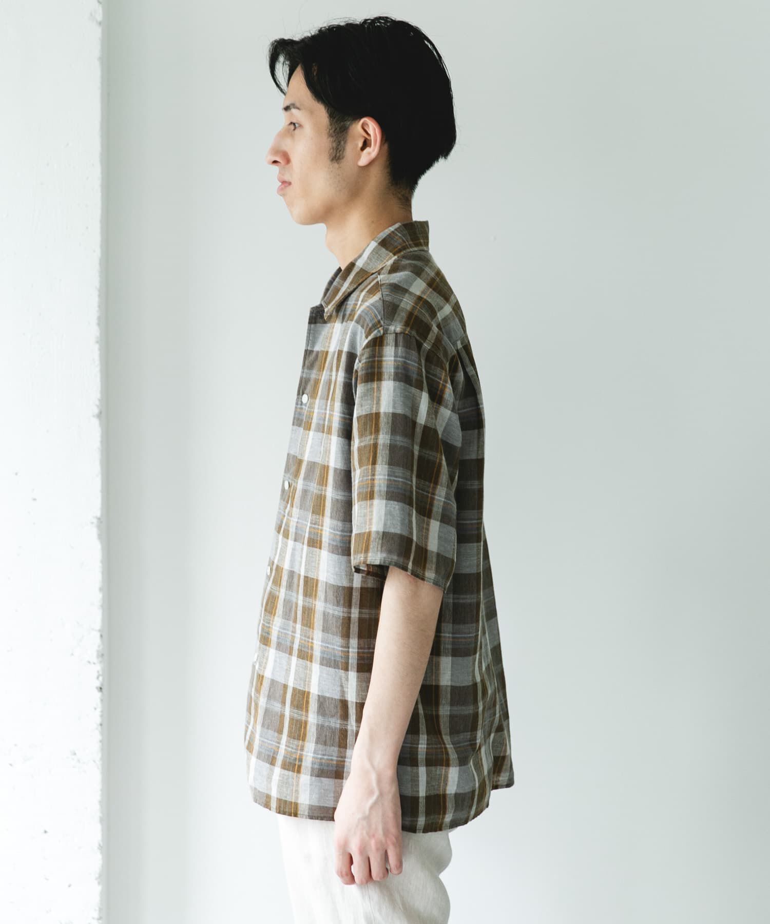 URBAN RESEARCH DOORS「カバーリングリネン キャンプカラーシャツ」|シャツ・ブラウス|