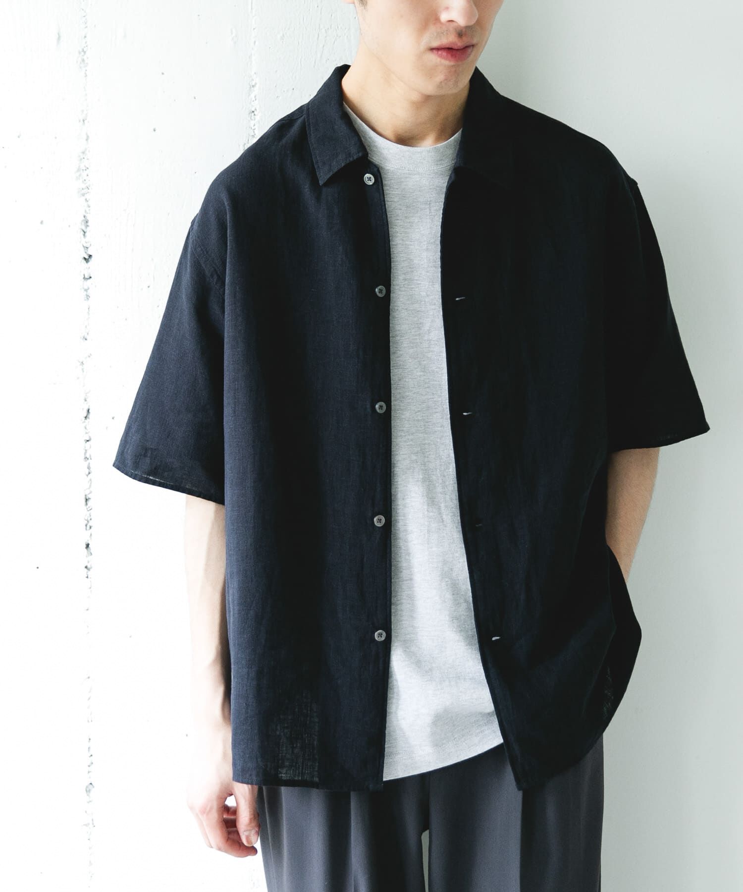 URBAN RESEARCH DOORS「カバーリングリネン キャンプカラーシャツ」|シャツ・ブラウス|