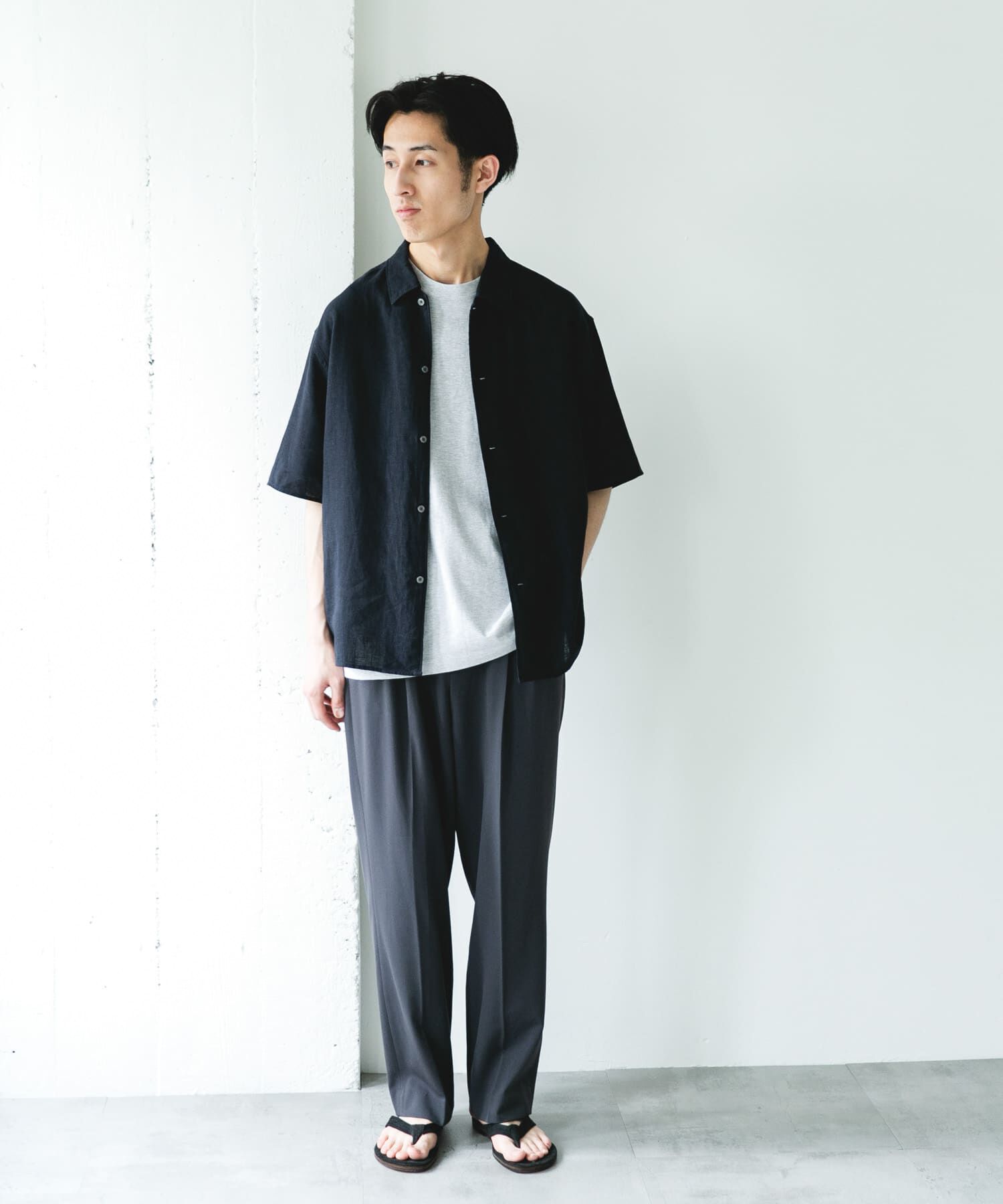 URBAN RESEARCH DOORS「カバーリングリネン キャンプカラーシャツ」|シャツ・ブラウス|