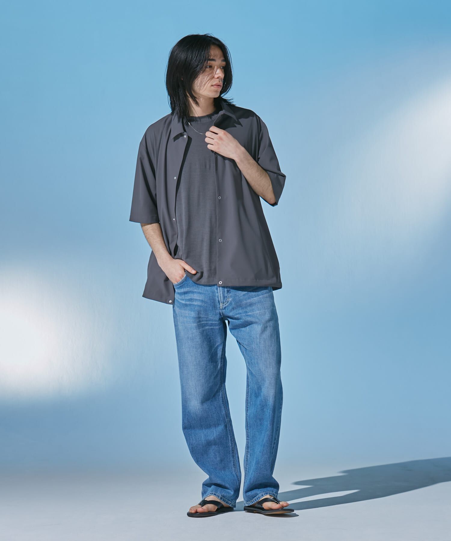 URBAN RESEARCH DOORS「『UR TECH』サマシェア ショートスリーブシャツカーディガン」|カーディガン|