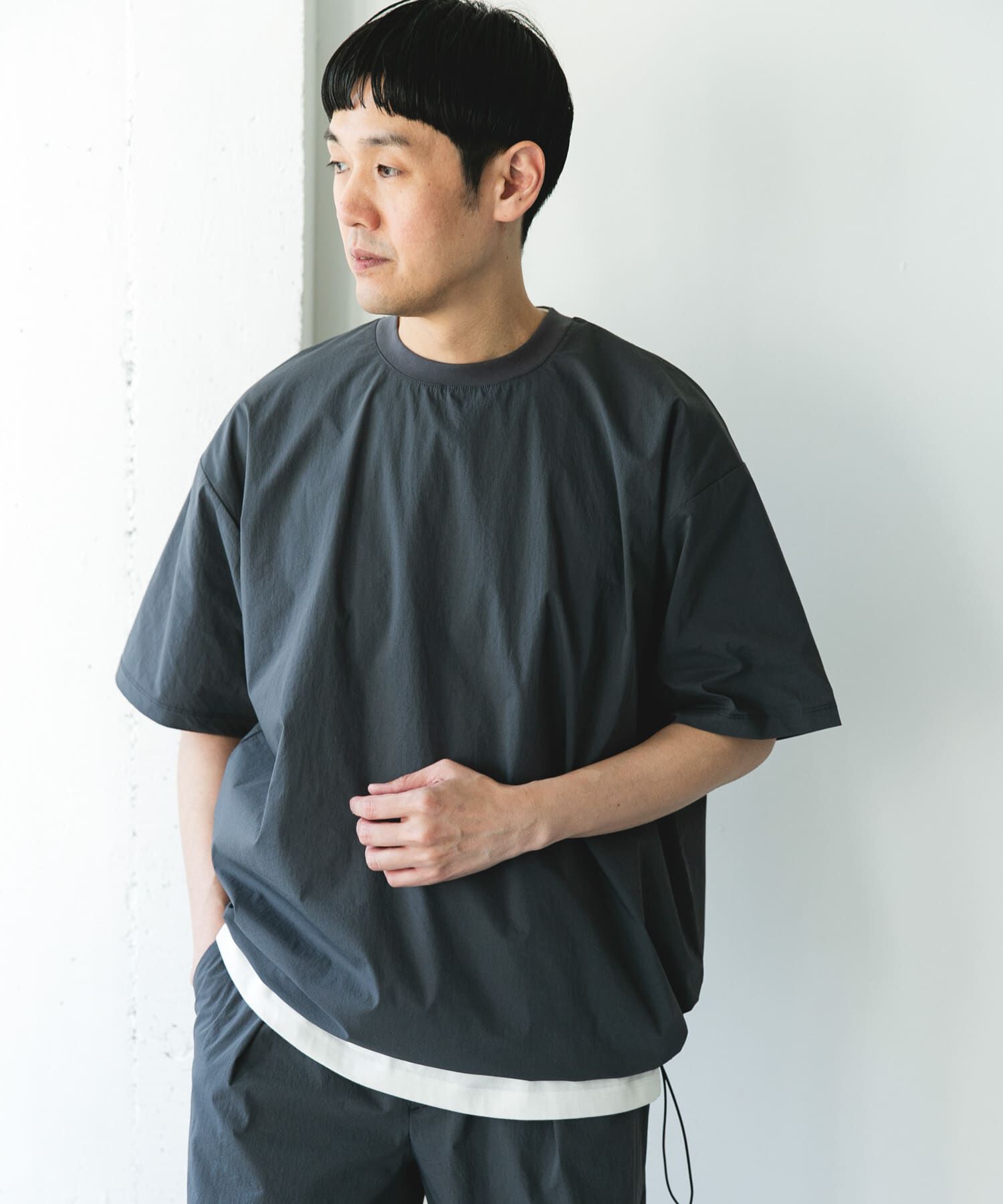 URBAN RESEARCH DOORS「『UVカット/接触冷感/吸水速乾』ストレッチクロス プルオーバー」|Tシャツ・カットソー|