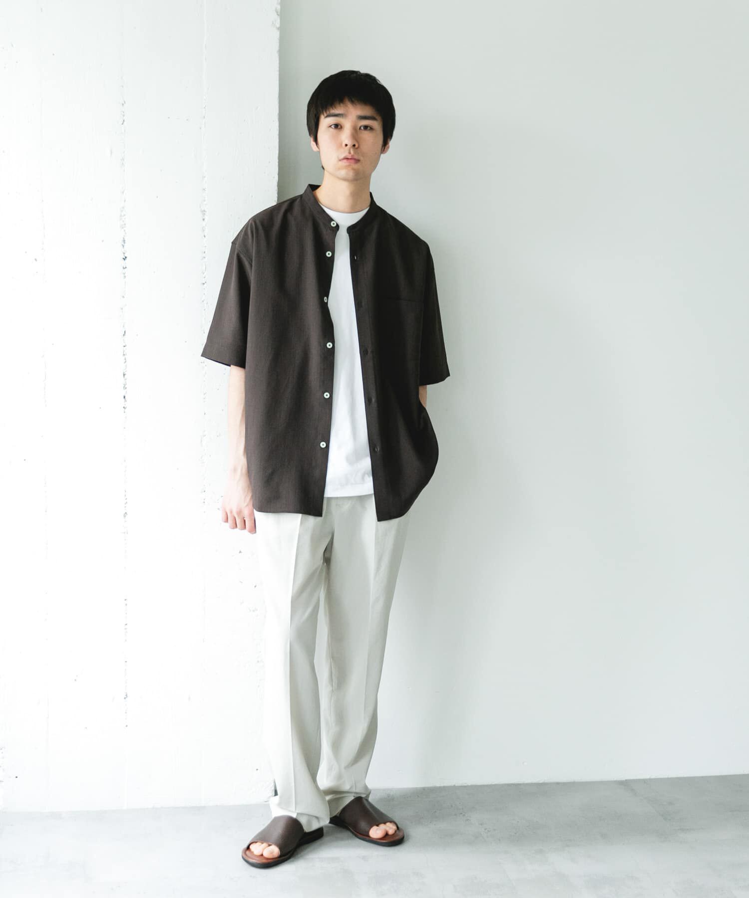 URBAN RESEARCH DOORS「セオアルファバンドカラーショートスリーブシャツ」|シャツ・ブラウス|