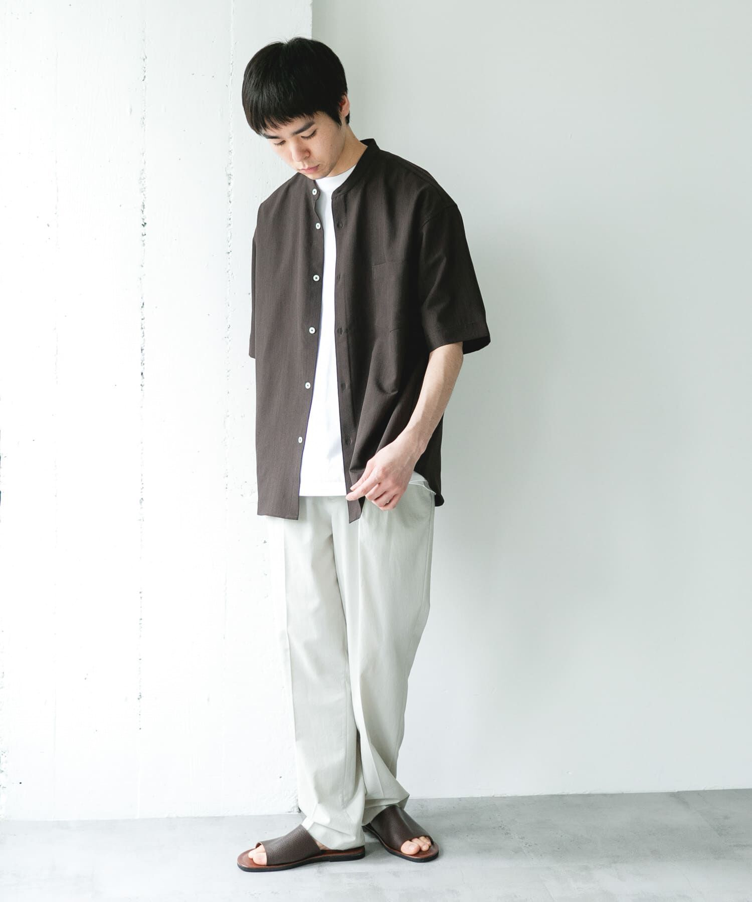 URBAN RESEARCH DOORS「セオアルファバンドカラーショートスリーブシャツ」|シャツ・ブラウス|