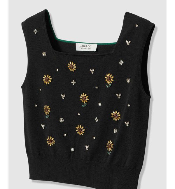 LOULOU WILLOUGHBY「WEB 一部店舗限定【LOULOU WILLOUGHBY】サンフラワービジュータンクトップ」|ニット・セーター|