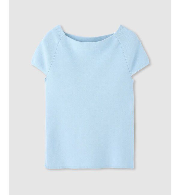 allureville「2WAY ネックショートスリーブプルオーバー」|ニット・セーター|ライトブルー