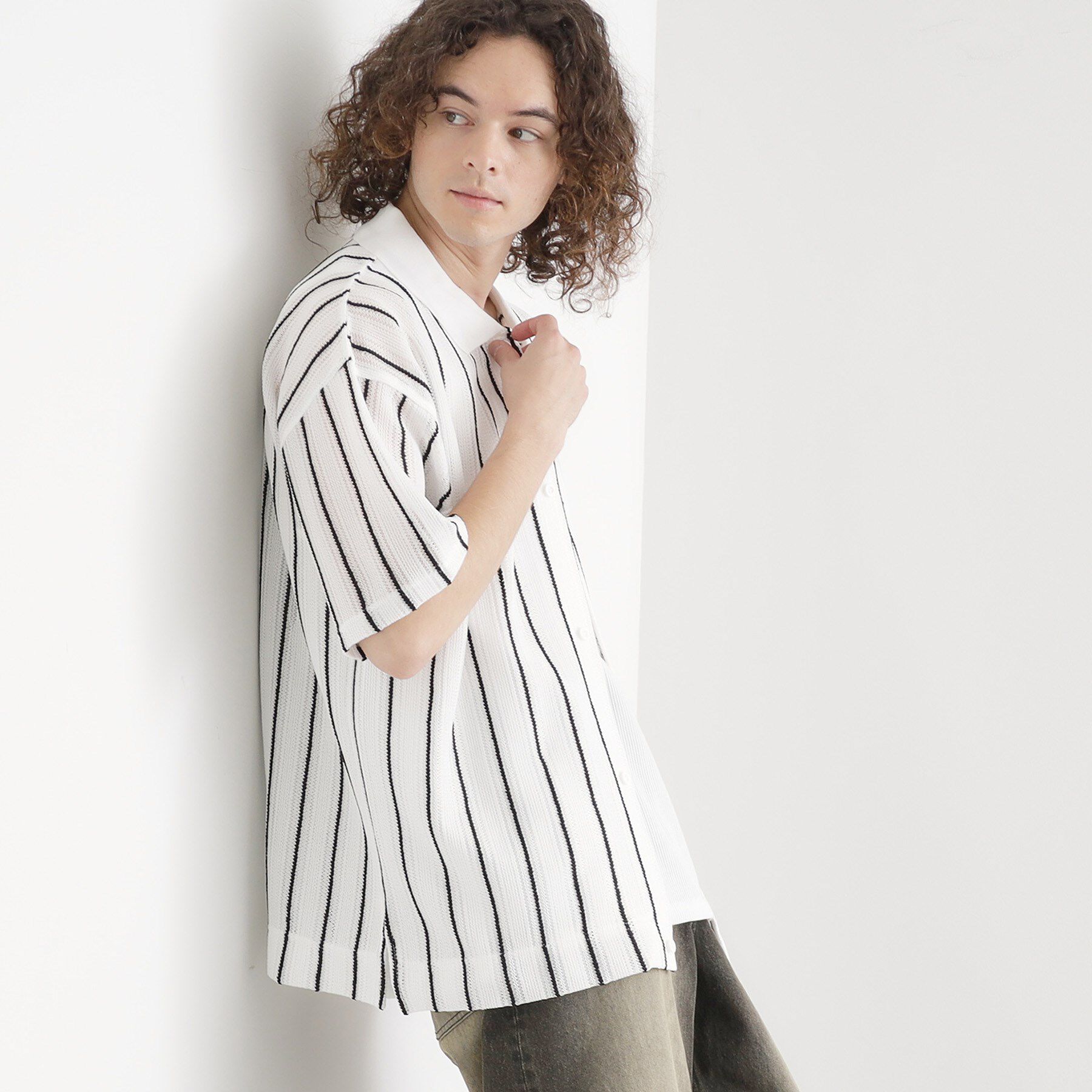 tk.TAKEO KIKUCHI「【セットアイテム】透かし編みオープンシャツ」|シャツ・ブラウス|オフホワイト(003