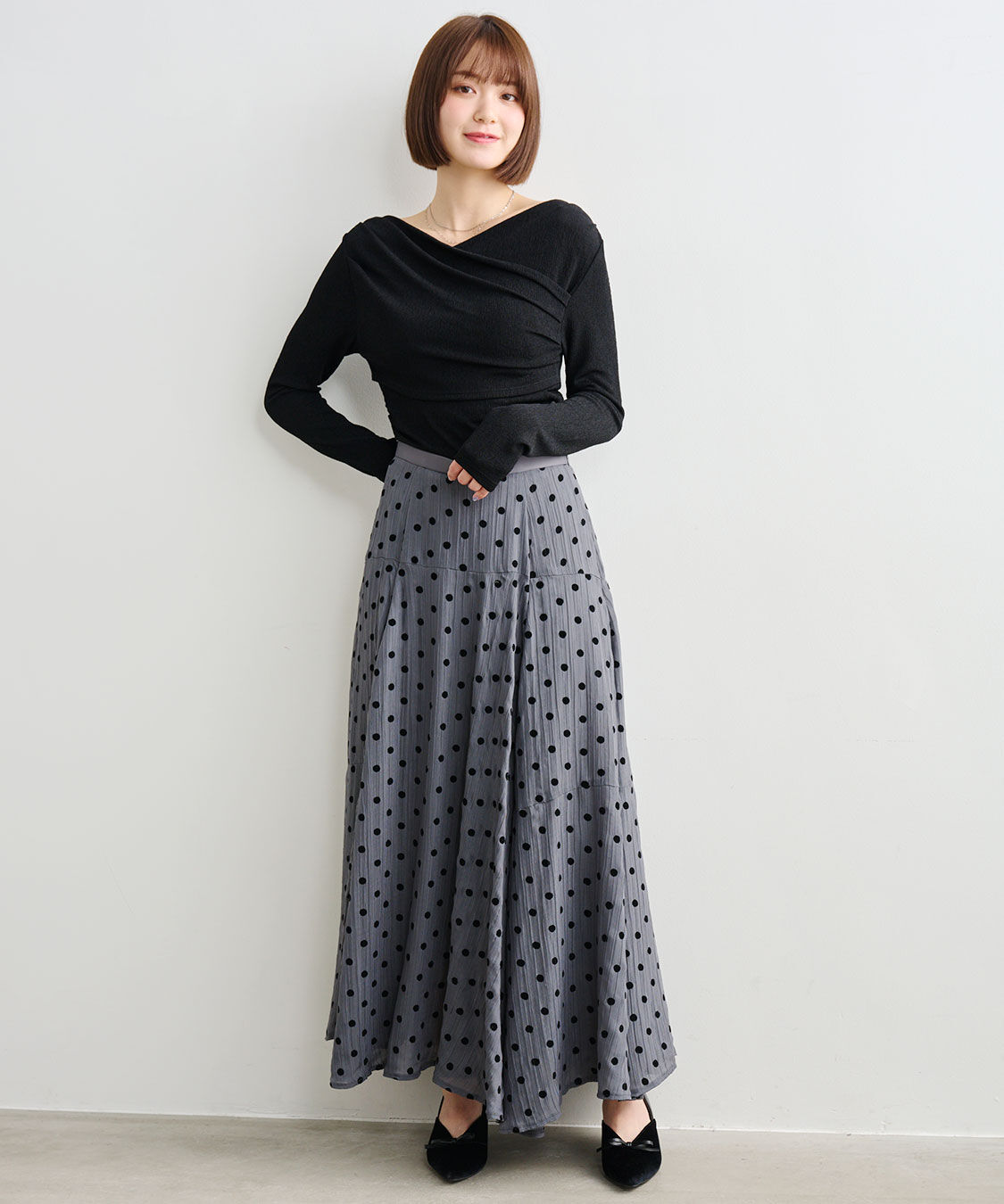 COCO DEAL「フロッキードットフレアスカート」|スカート|