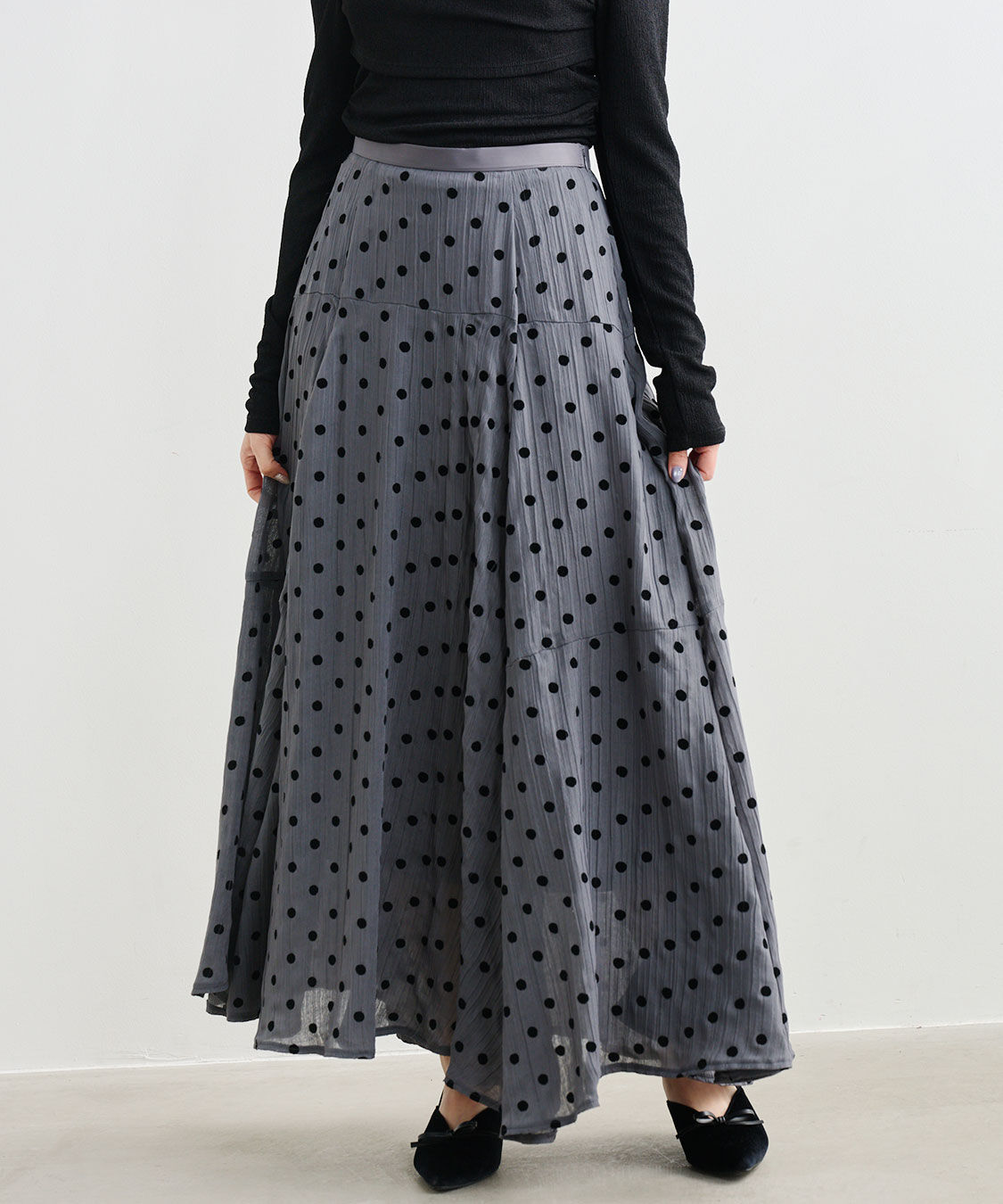 COCO DEAL「フロッキードットフレアスカート」|スカート|