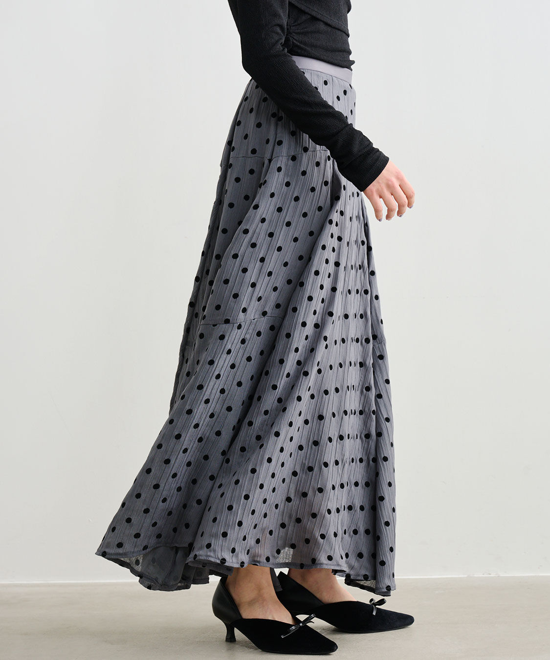 COCO DEAL「フロッキードットフレアスカート」|スカート|