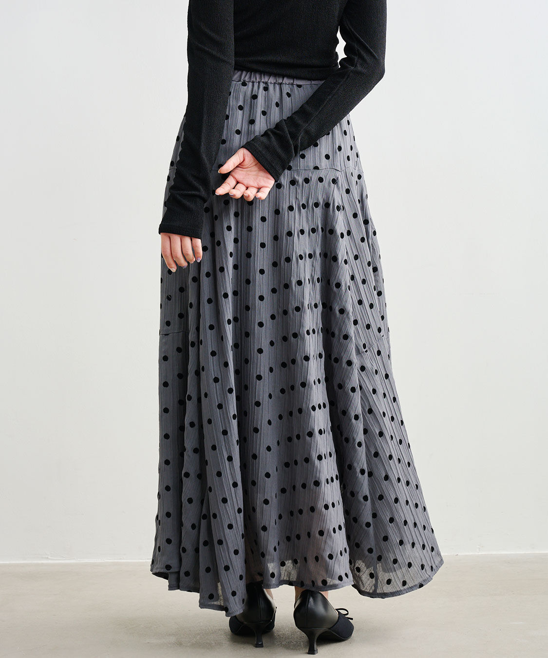 COCO DEAL「フロッキードットフレアスカート」|スカート|