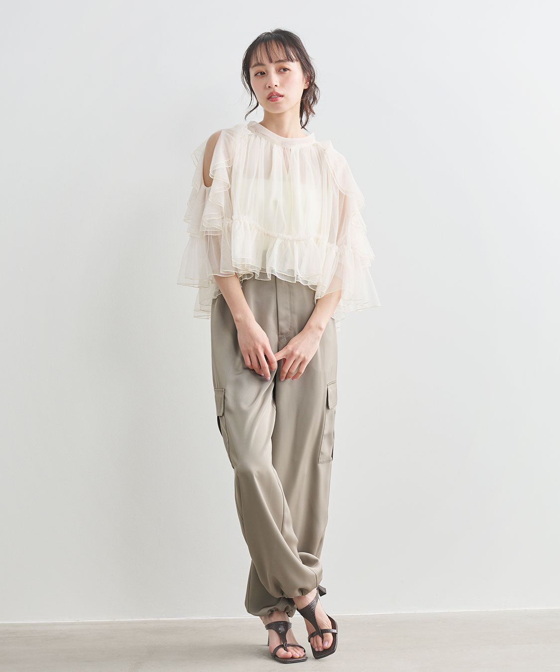 COCO DEAL「チュールギャザーブラウス」|シャツ・ブラウス|